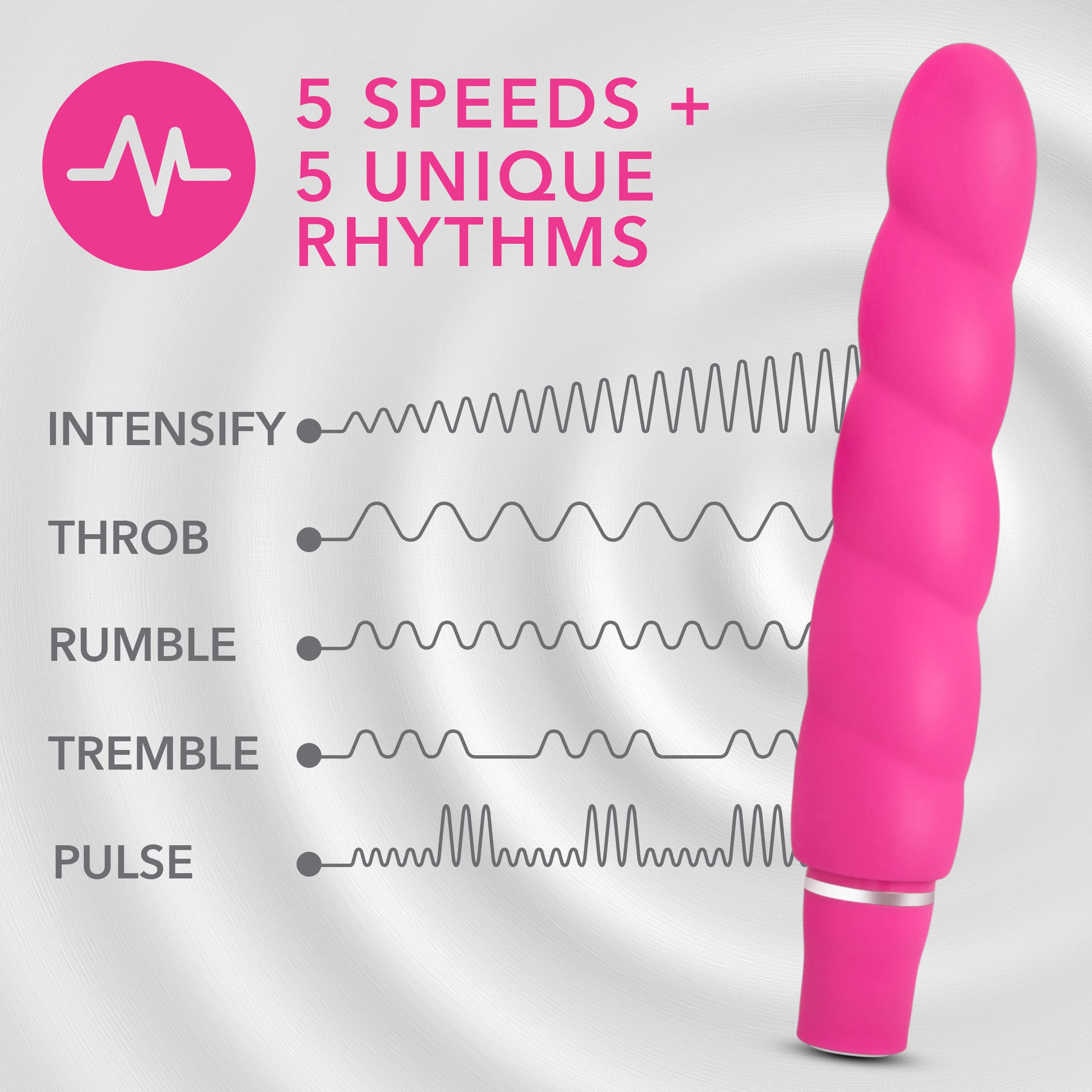 Blush Luxe Anastasia - 6 1/2 Inch 10 Vibrating Functions Spiral Platinum Silicone Aa Battery Powered Vibrator - Ribbed Stimulato