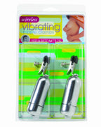 Spartacus Wireless Vibrating Nipple Clamps With Broad Tip, Silver