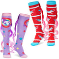 Tarpop 2 Pairs Funny Silly Socks for Girls Woman Wacky Unicorn Mermaid Socks with Wigs Novelty Crazy Funny Gift for Halloween(Re