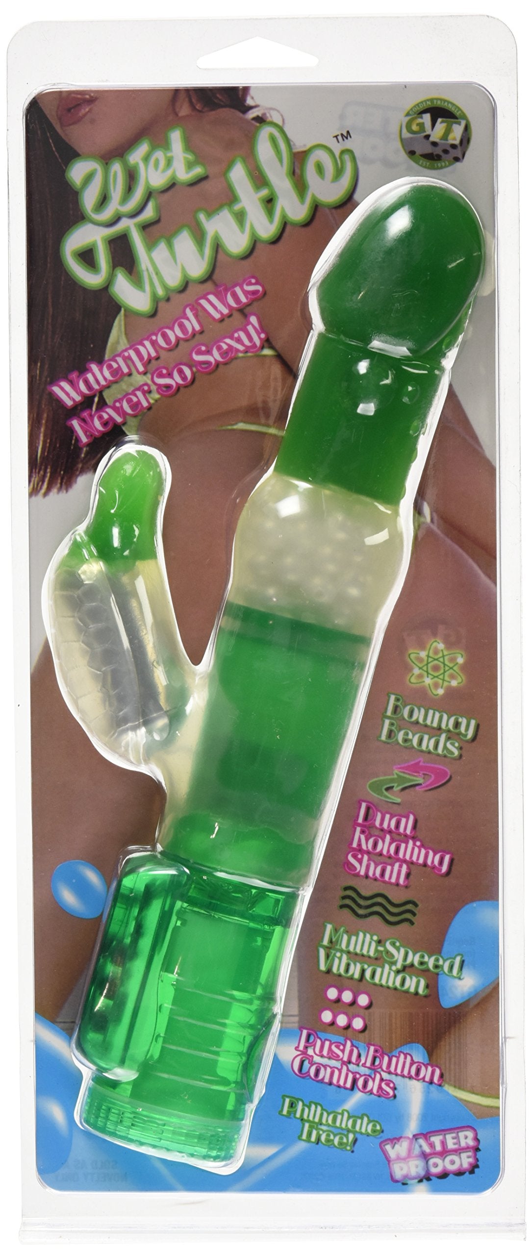 Golden Triangle Wet Turtle Waterproof Vibrator, Green