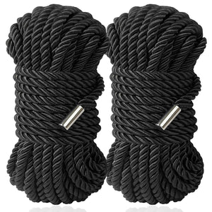 BDSM Shibari Bondage Sex Rope - BDSM Kit Adult Bondage Restraints Set Sex Toys for Women & Couples, 32 Feet 8MM (2-Pack, Black)