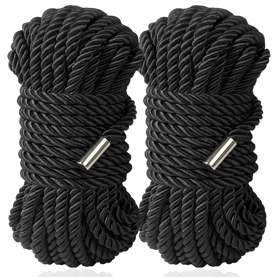 BDSM Shibari Bondage Sex Rope - BDSM Kit Adult Bondage Restraints Set Sex Toys for Women & Couples, 32 Feet 8MM (2-Pack, Black)
