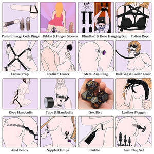 36Pcs BDSM Bondage Sex Toys Sets, Upgrade Restraints Gear & Accessories, Sex Toy Kit for Women and Couples, Adults Toys with Han