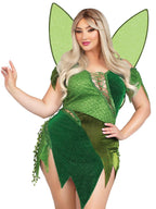 2 Pc Forest Fairy, Includes Patchwork Dress With Adjustable Lace Ups And Tattered Skirt, Leaf Accents, And Shimmer Fairy Wings.