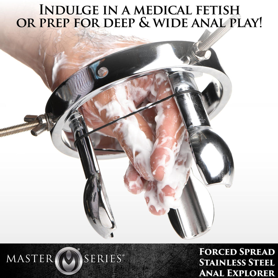 MASTER SERIES Forced Spread Anal Explorer Made with Nickel-Free Stainless Steel for Men, Women & Couples, Smooth Tapered Plug fo