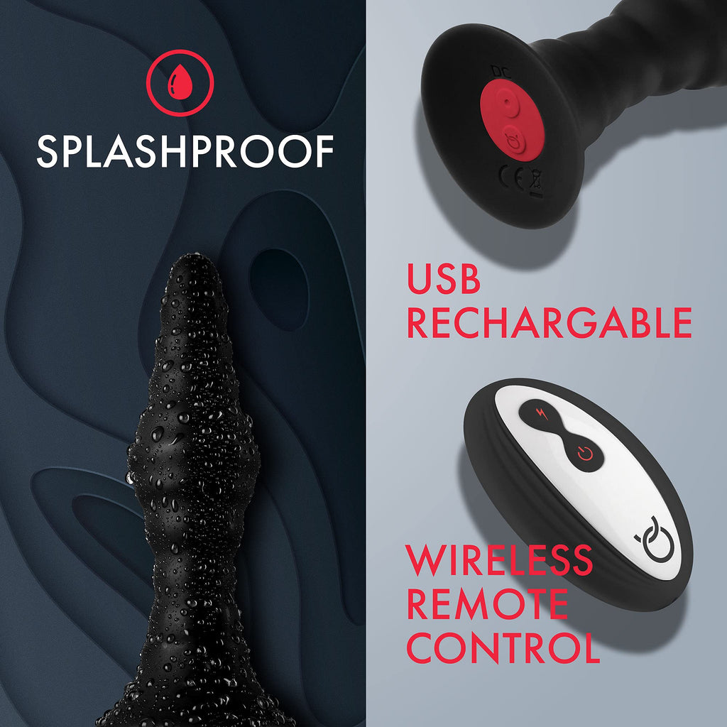 Forto Vibe Ribbed Plug W/Remote Sm Blk