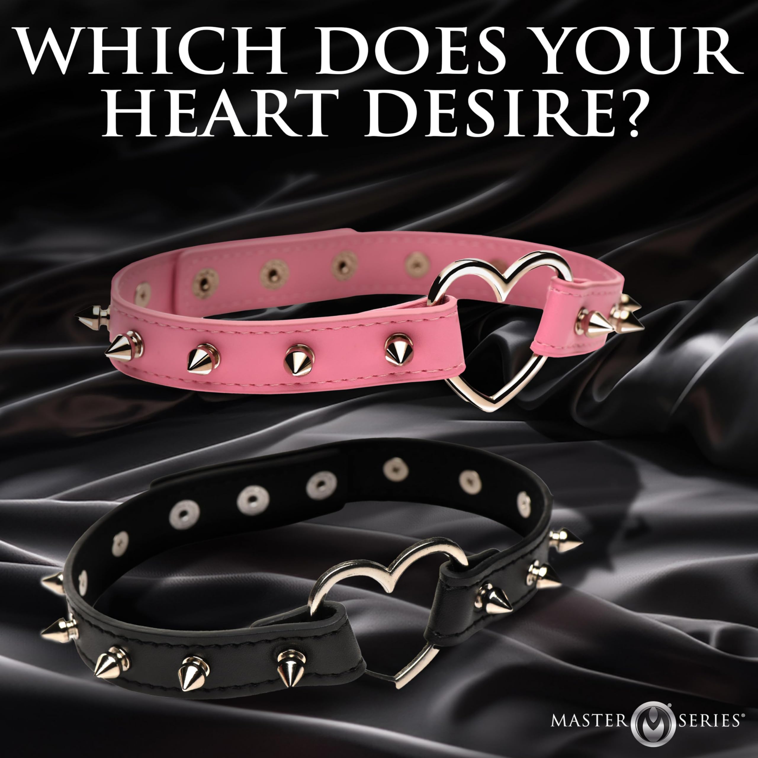 Master Series Spiked Heart Choker Pink
