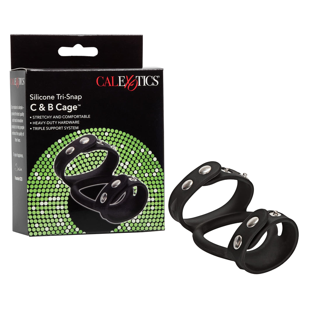 CalExotics Silicone Tri Snap C & B Cage, Black
