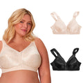 Playtex Womens 18 Hour Comfort-Strap Wireless, Full-Coverage Bra, Single, Natural Beige/Black, 2-Pack