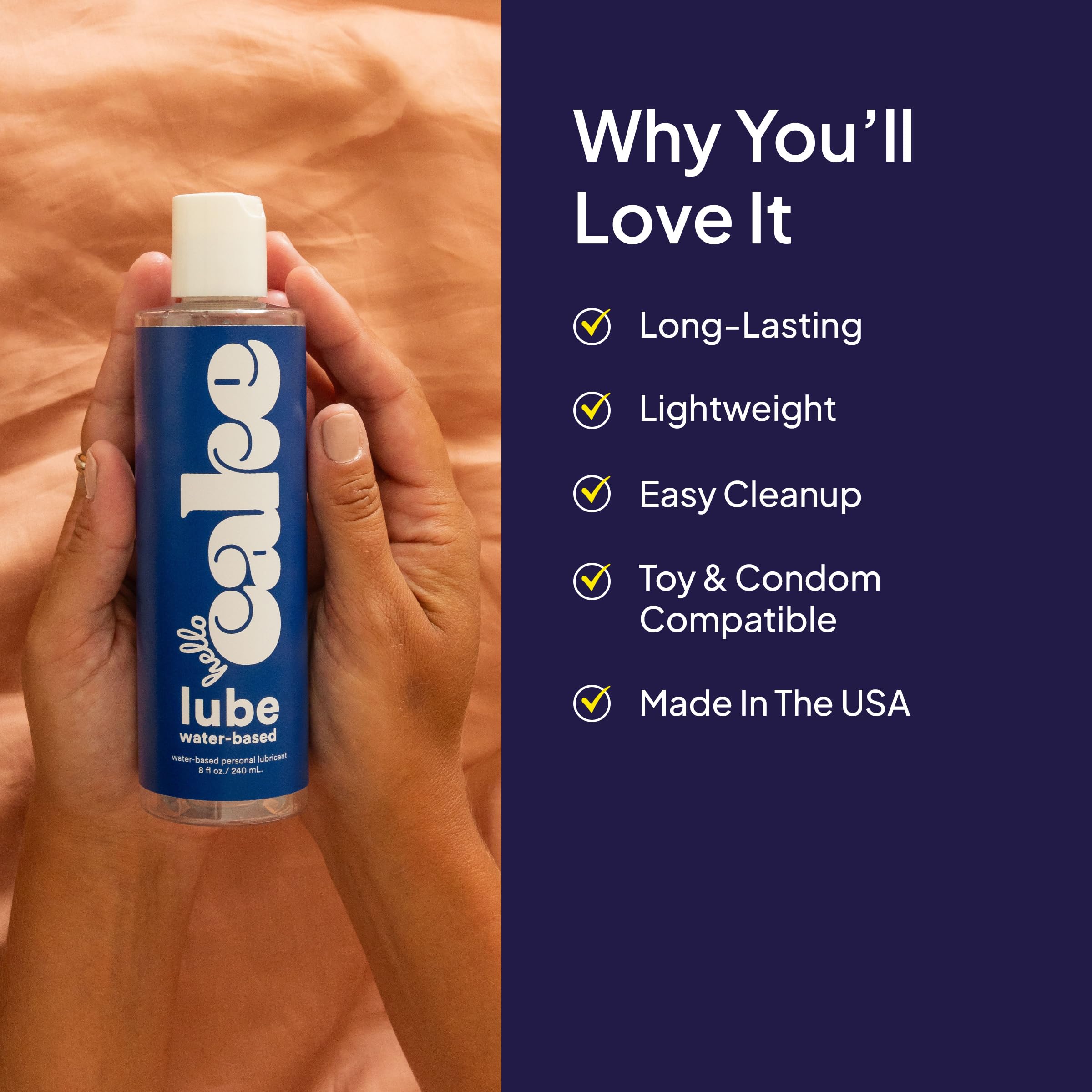 Hello Cake Water-Based Personal Lubricant - pH-Balancing Lube - Non-Sticky, & Long-Lasting Glide for Men, Women, and Couples, 8