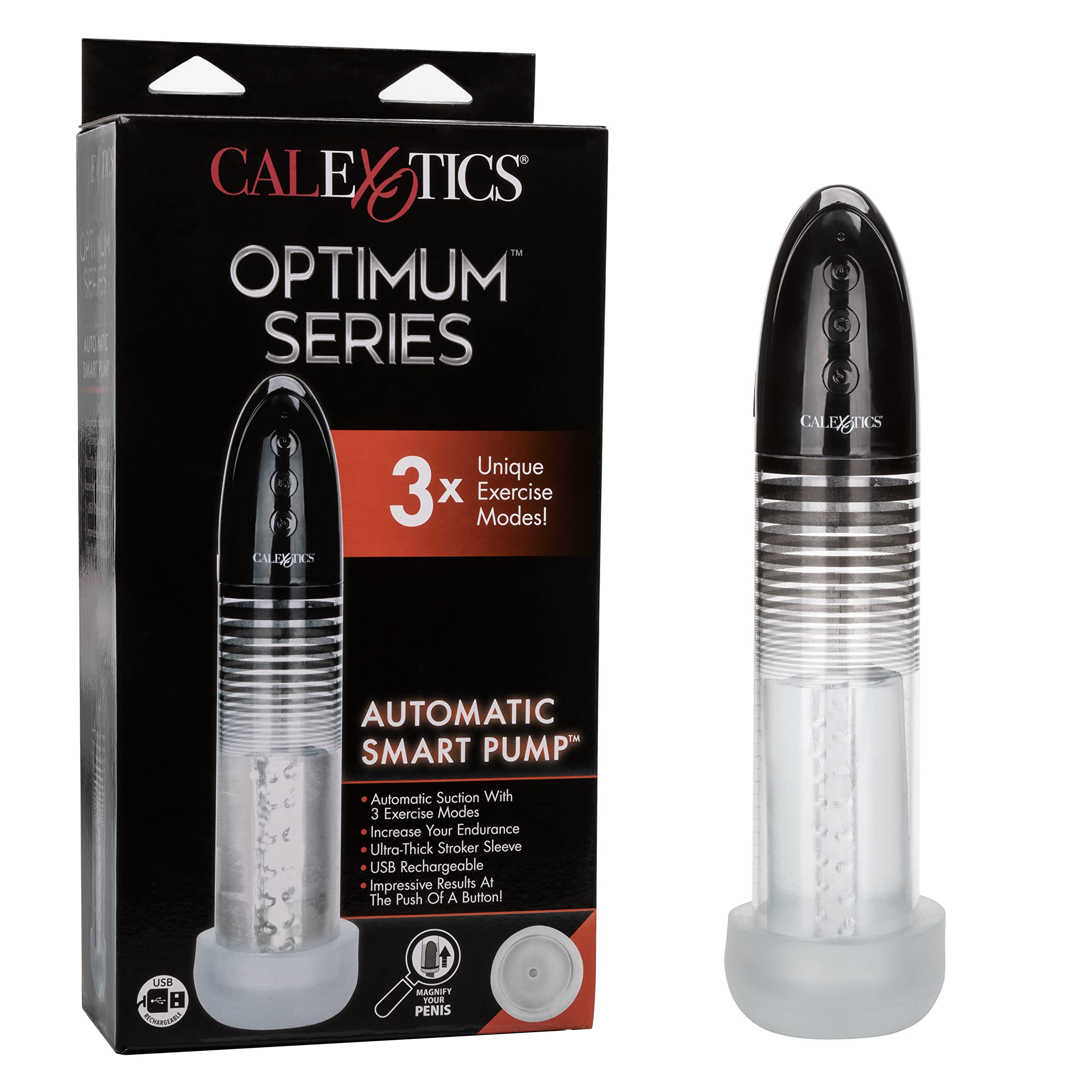 Calexotics Optimum Series Automatic Smart Pump - Male Enhancement Penis Pump With Silicone Stroker Sleeve - Male Masturbation Se