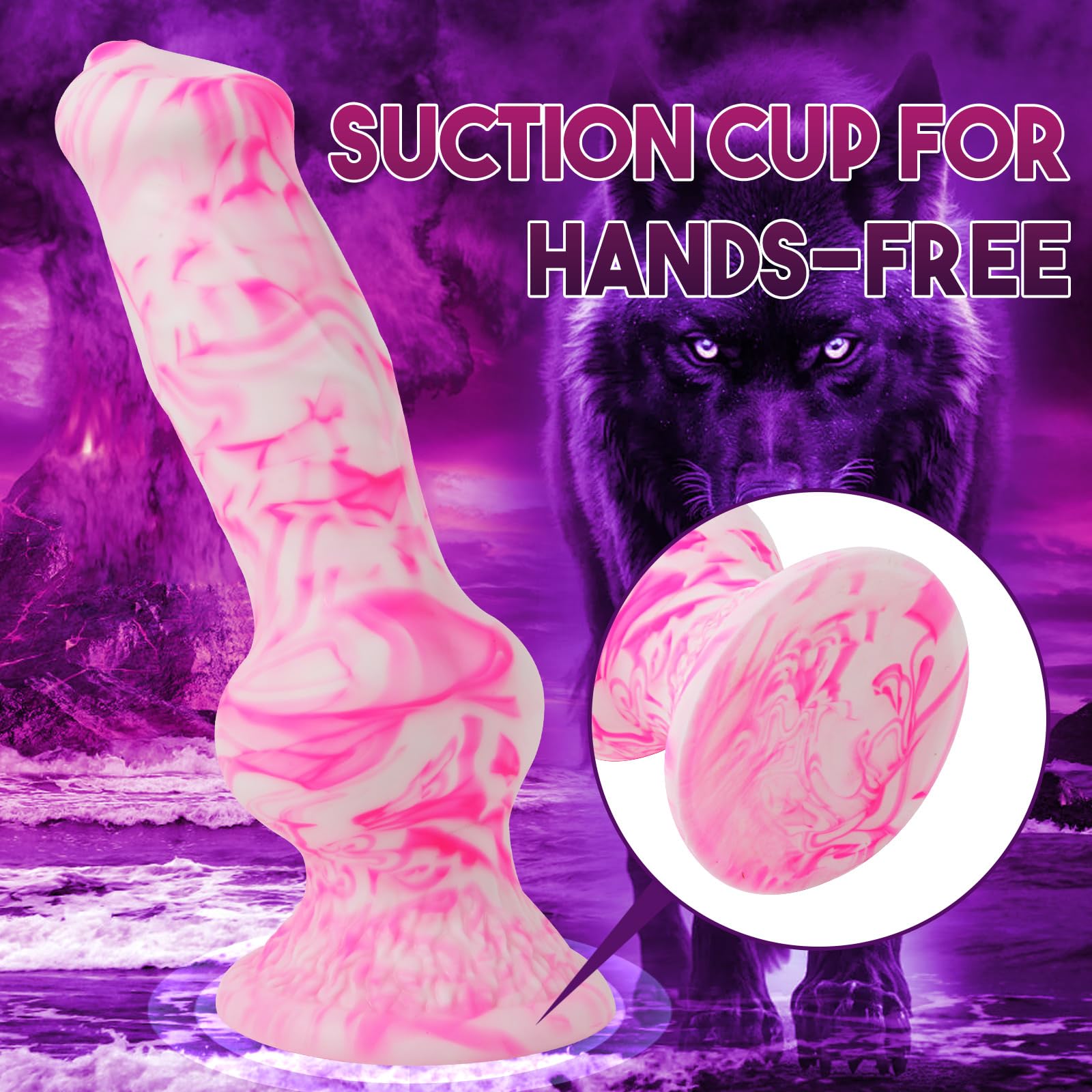 10.62 '' Monster Huge Dildo, 3.3 '' Diameter Silicone Dog Knot Thick Dildos,Fantasy Canine Wolf Dildo Big Knotted Anal Plug with