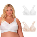 Playtex Womens 18 Hour Comfort-Strap Wireless, Full-Coverage Bra, Single, White/Natural Beige, 2-Pack