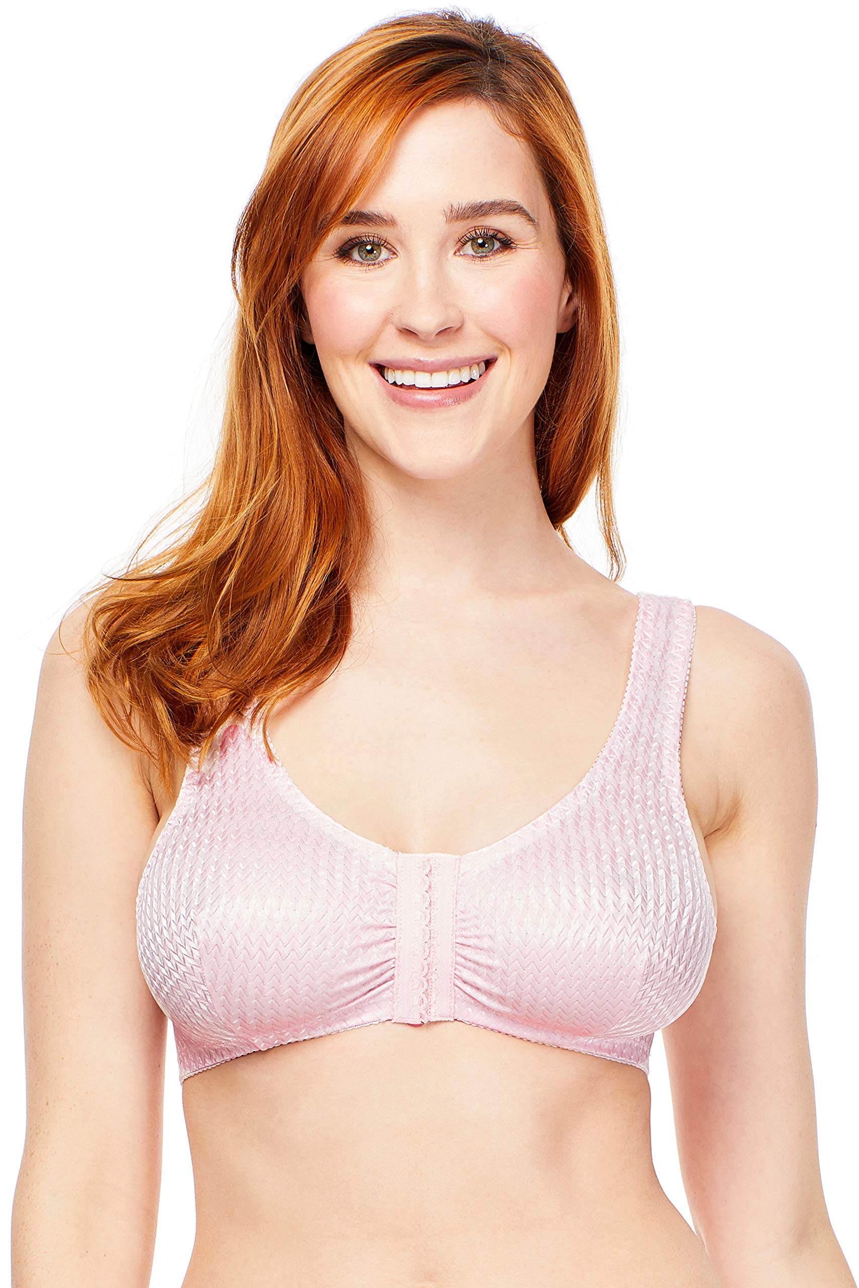 Carole Martin Full-Freedom Comfort Front Closure Bra for Women, Wireless (38, Pink)