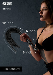 DINDO Sex Whip for Adult Couples Games, Belted Black Leather BDSM Whip for Spanking, Kinky Sex Toy Floggers Adult Play 28''