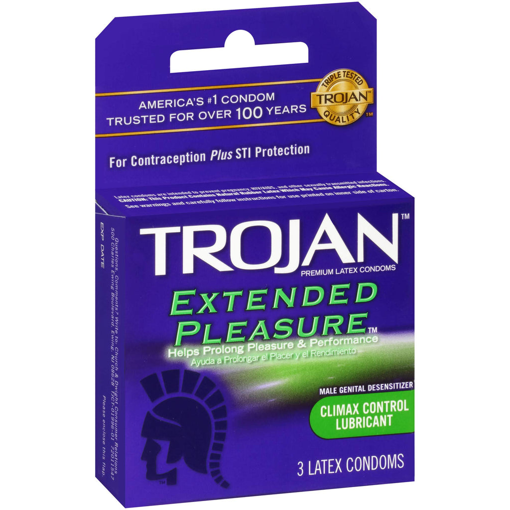 Trojan Extended Pleasure Lubricated Condoms 3Ct