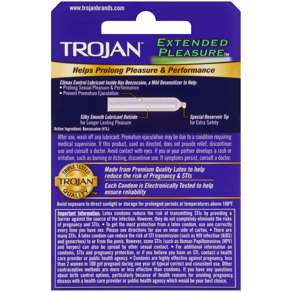 Trojan Extended Pleasure Lubricated Condoms 3Ct