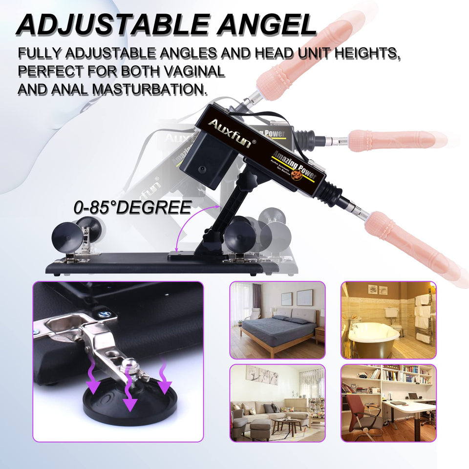 Auxfun Sex Machine Love Machine,3 Xlr Connector Thrusting Dildo Automatic Machine With 7 Attachments For Men And Women