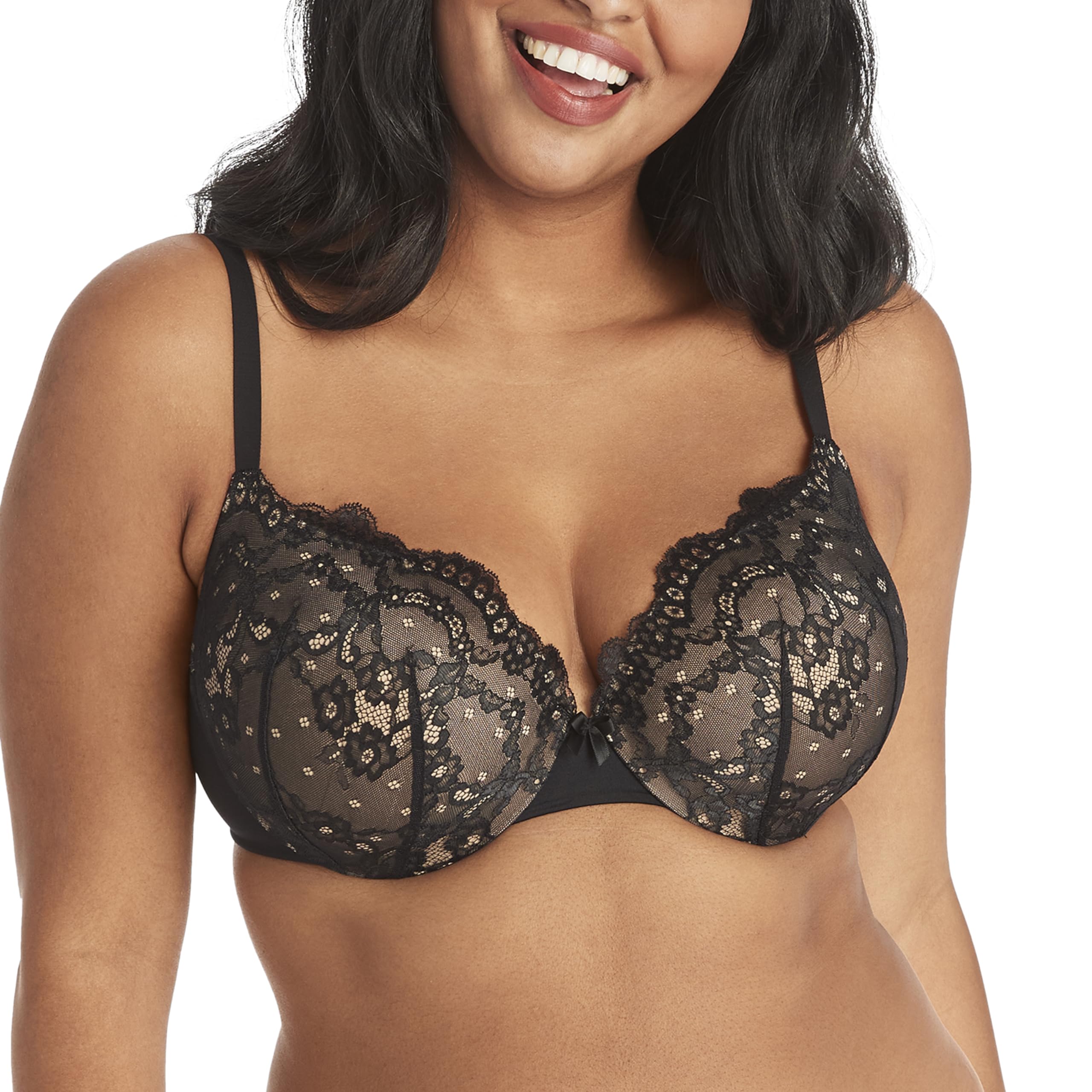 Maidenform womens Love the Lift Push Up & in Demi Dm9900 bras, Black/Body Beige Lace, 34D US