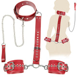 BDSM Bondage Sex Restraints Set Couples Sex Toys, Neck to Wrist Restraints Kit with Traction Chain Back Sex Handcuffs Collar Adj