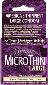 Kimono Microthin Large I Added Head Room & Length For Comfort I 5X Tested, Stronger, Reliable, & Ultra-Thin I Made With Premium Natural Latex I 3 Count