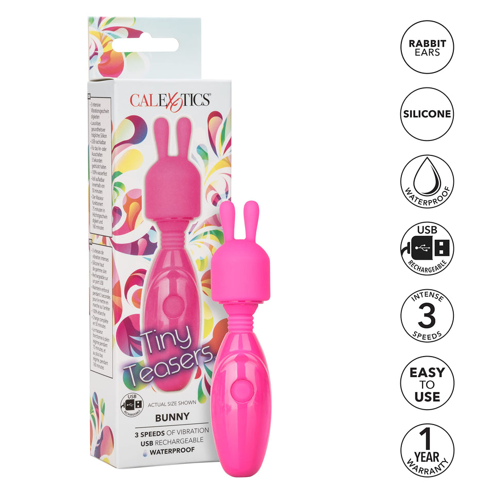 CalExotics Tiny Teasers Bunny - Waterproof Bullet Vibrator with Removable Rabbit Tip - Adult Pocket Vibrator Toys for Couples -
