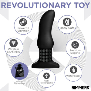 Rimmers Curved Rimming Plug With Remote, Model M, Black