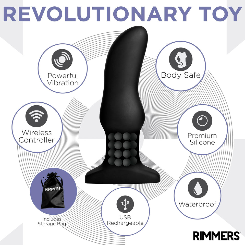 Rimmers Curved Rimming Plug With Remote, Model M, Black