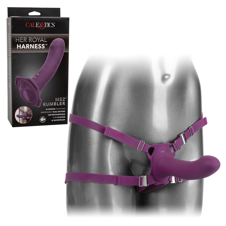 Calexotics Me2 Rumble Probe - Rechargeable Waterproof Silicone Strap On Harness Vibrator - 10 Function Vibration Adult Sex Toy F