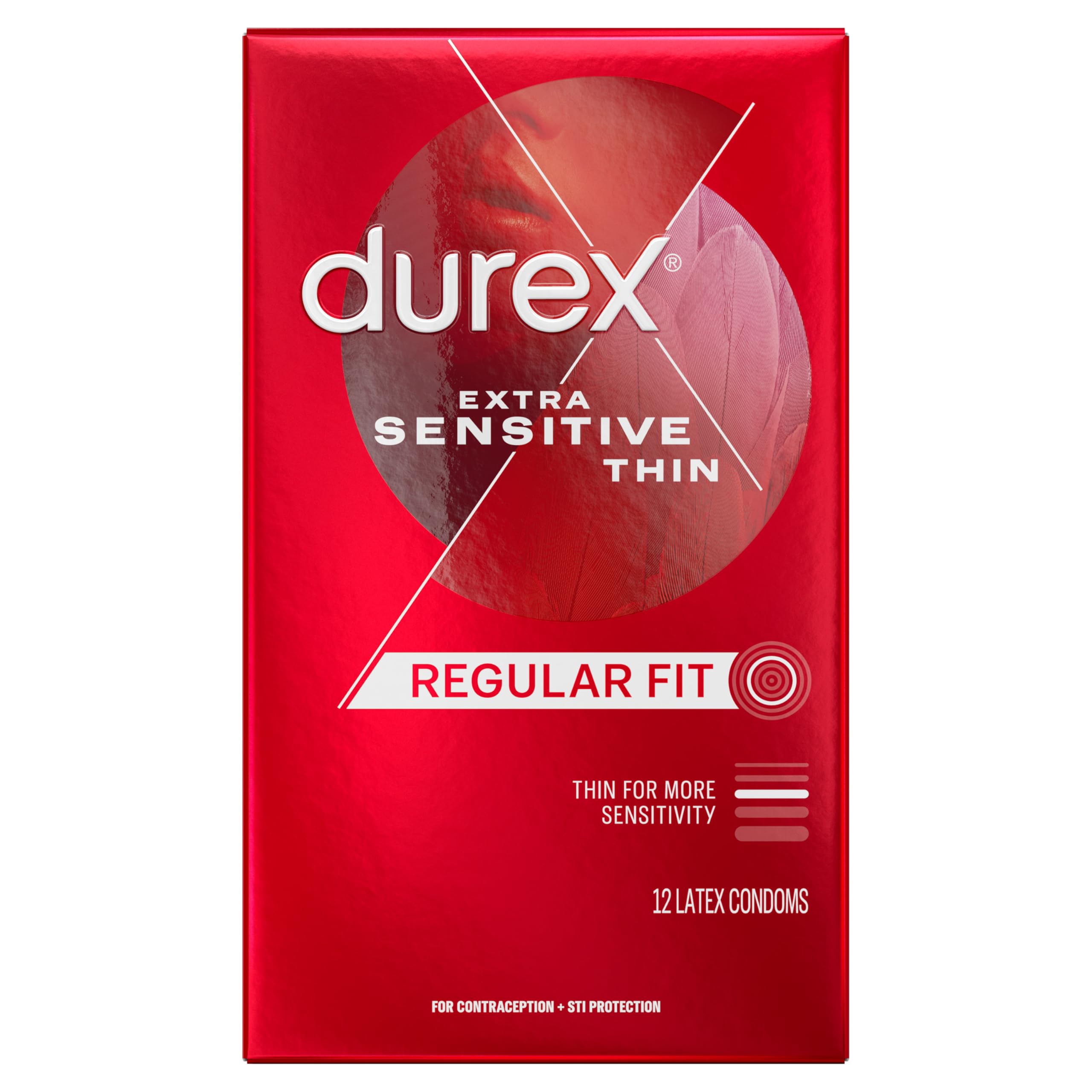Durex Condoms, Extra Sensitive Natural Latex Condoms, 12 Count - Ultra Fine & Extra Lubricated