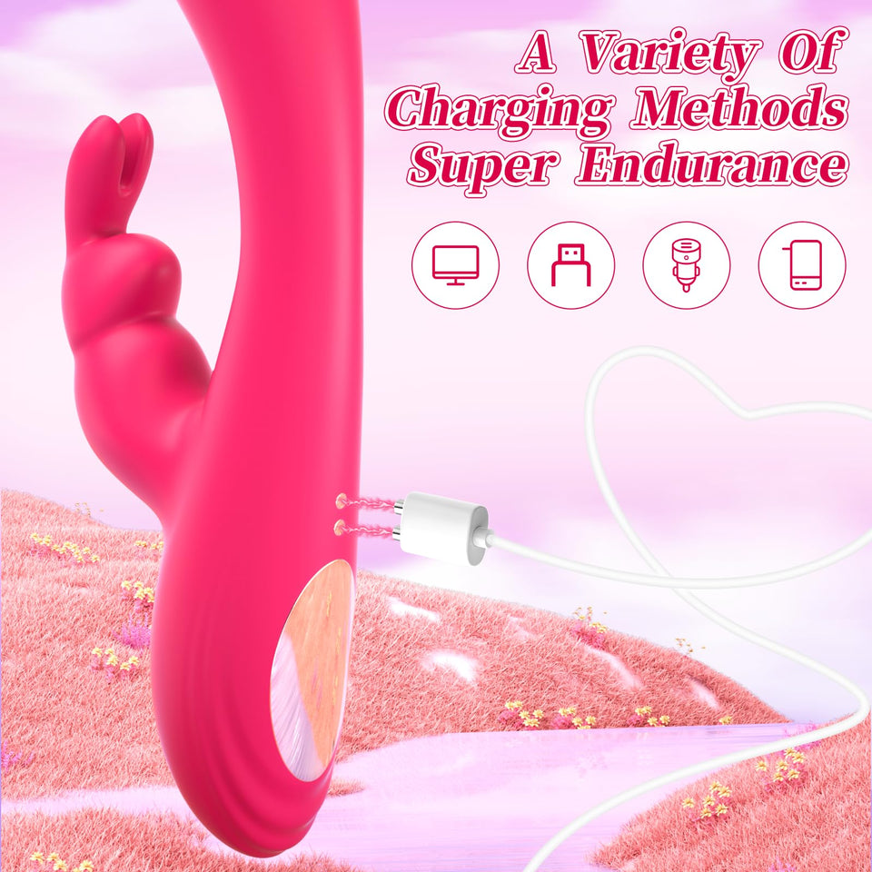 G Spot Vibrator Sex Toys - 2 in 1 Rabbit Vibrators Female Sex Toy for Clitoral G Spot Stimulator, Waterproof Nipple Clitoral Ana