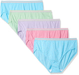 Fruit of the Loom Womens Plus Size Fit for Me 5 Pack Cotton Hi-Cut Panties, Assorted, 10