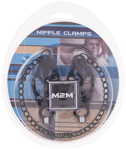 M2M Nipple Clamps, Jaws With Chain, Black