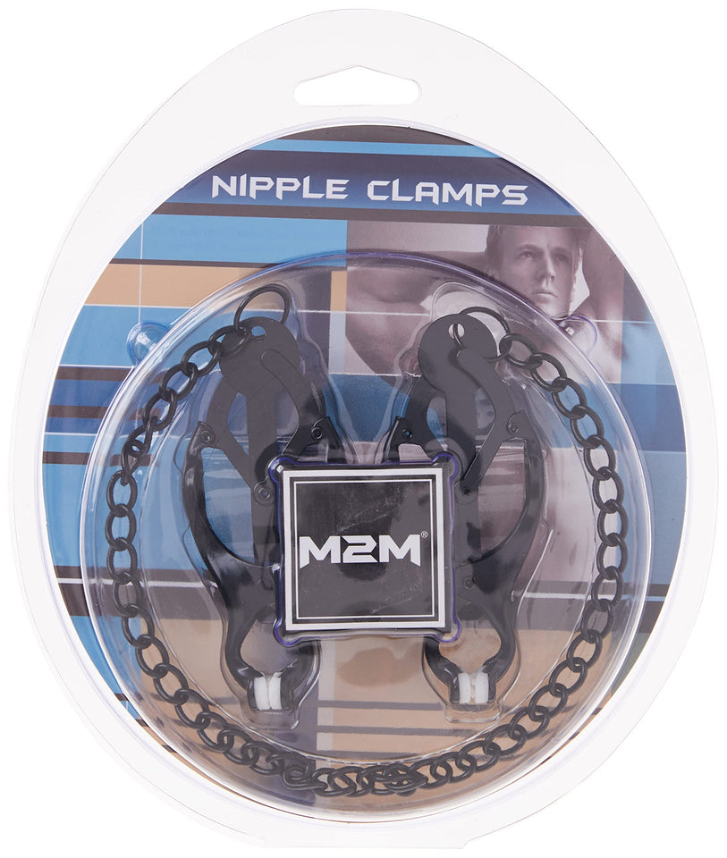 M2M Nipple Clamps, Jaws With Chain, Black