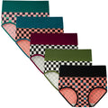 INNERSY Womens High Waisted Underwear Cotton Panties Regular & Plus Size 5-Pack(Chessboard,Medium)