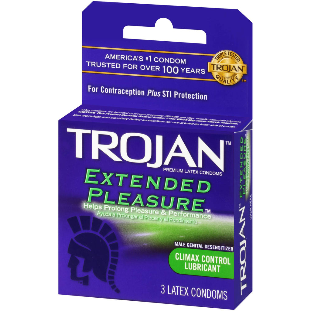 Trojan Extended Pleasure Lubricated Condoms 3Ct