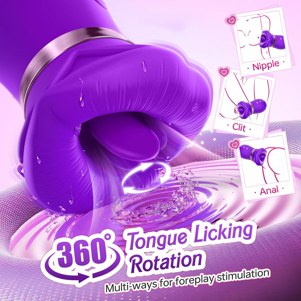 Sucking Vibrator Womens Sex Toys - Sovokn 5IN1 Mouth Vibrators Rose Sex Toy, 10 Tongue Licking, 3 Auto & 1 Manual Sucking Adult