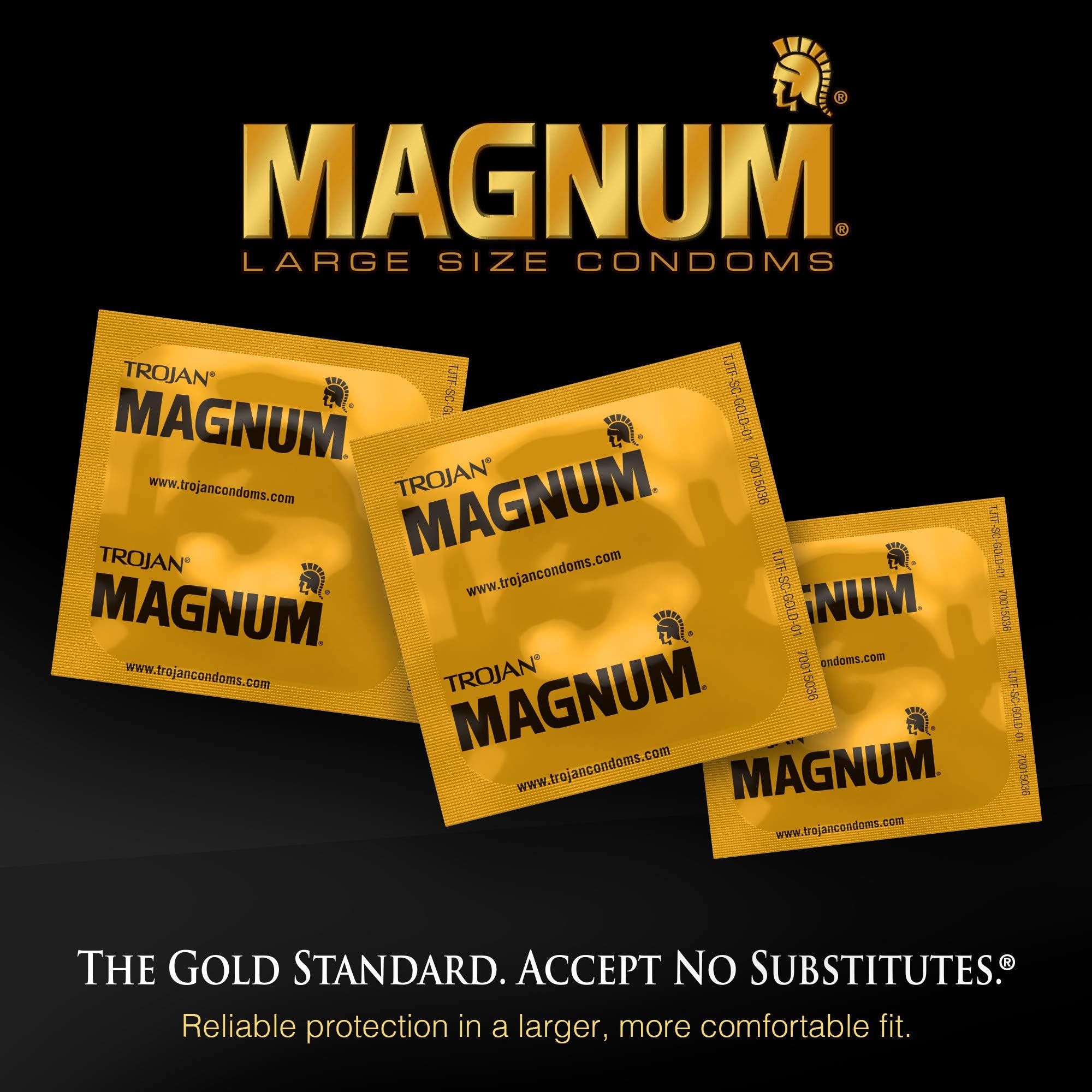 Trojan Magnum Ribbed Large Size Lubricated Condoms - 12 Count