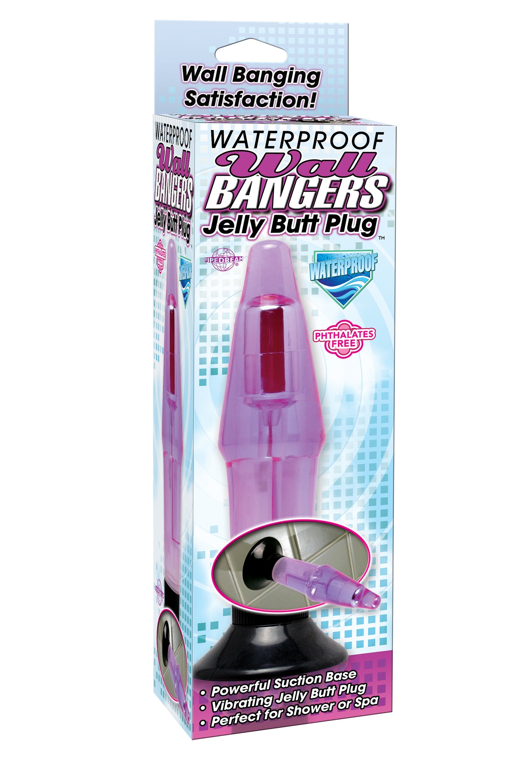Pipedream Wallbanger Waterproof Jelly Butt Plug, Purple