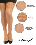 Dreamgirl Womens Plus Size Silicone Dreamgirl Stay Up Thigh High With Lace Top, Nude, One Size Plus