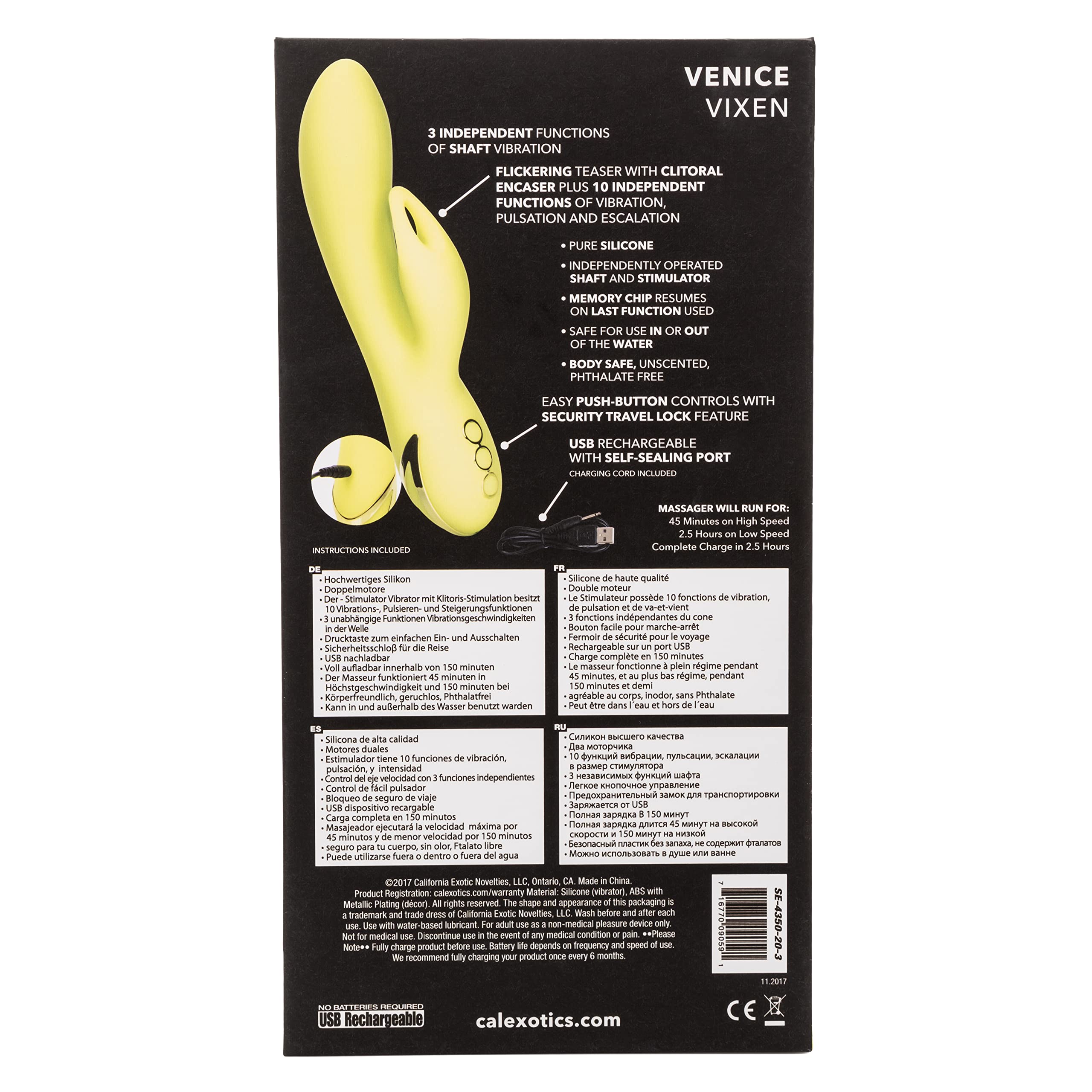 Calexotics California Dreaming Venice Vixen - Silicone Rabbit Vibrator - Waterproof Clitoral Sex Toys For Couples - 10 Vibration