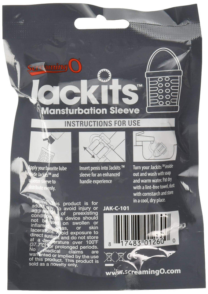 Screaming O Jackits Mansturbation Sleeve In Pop Box, Clear - Solo Toy For Men - Pleasure Enhancer - Male Sex Toy