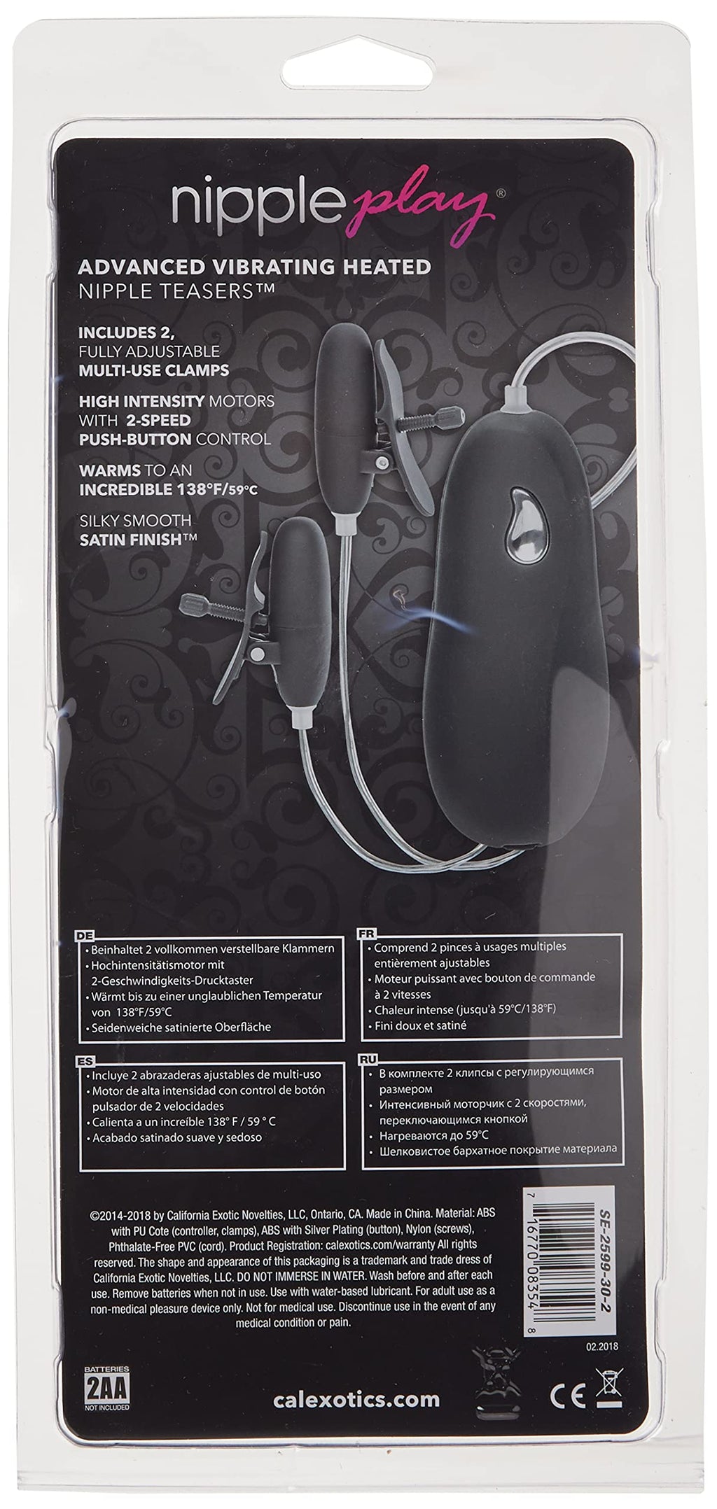 California Exotic Novelties Nipple Play Advanced Vibrating Heated Nipple Teasers, Black