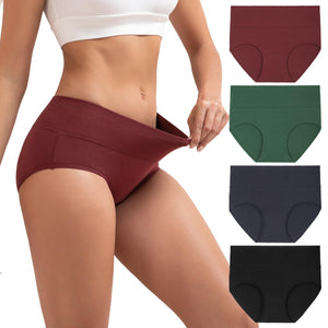 INNERSY Womens Cotton Underwear High Waist Ladies Briefs Full Coverage Panties 4-Pack(Dark Vintage,XX-Large)