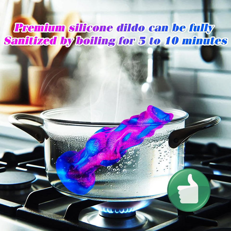 7 Inch Small Colorful Wolf Knotted Dildo Fantasy with Suction Cup, 6 '' Liquid Silicone Cute Alien Dog Knot Dildo for Beginner G