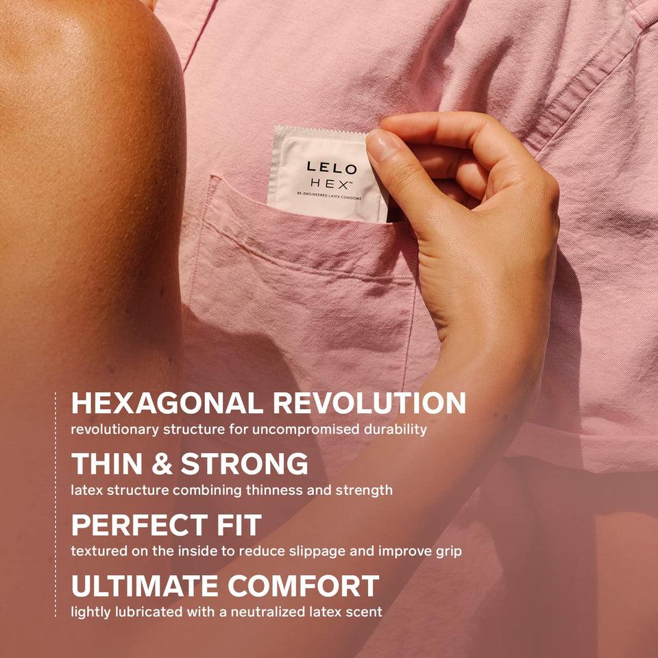 Lelo Hex Original Ultra Thin Condoms With Increased Strength, Male Condom, Lubricated Condoms For Men, 2.12-Inch/54 Mm Diameter