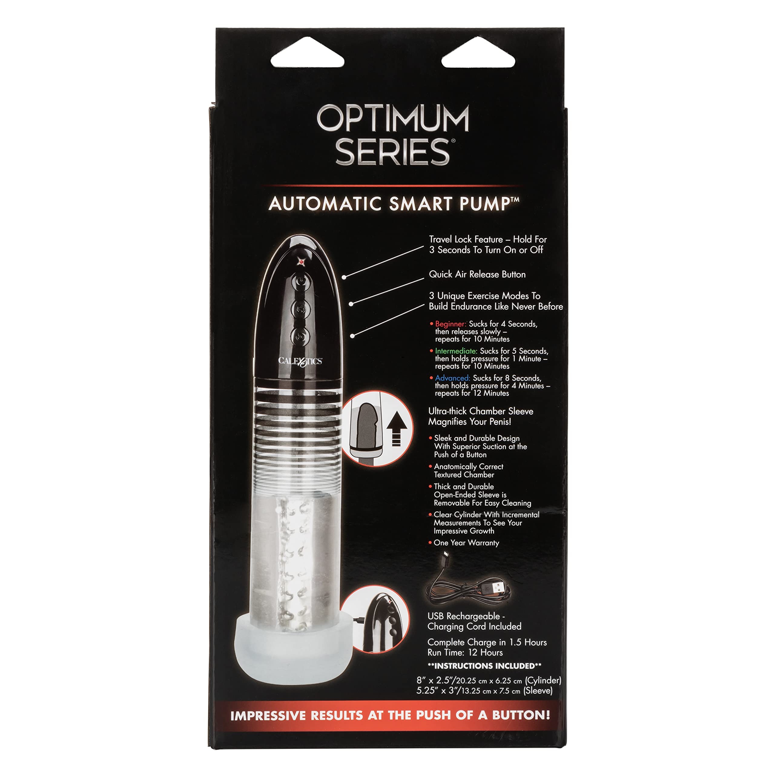 Calexotics Optimum Series Automatic Smart Pump - Male Enhancement Penis Pump With Silicone Stroker Sleeve - Male Masturbation Se