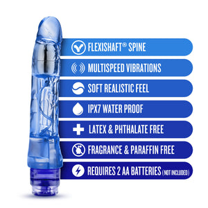 Blush Mambo Vibe - 9 Inch Soft Realistic Vibrating Dildo - Tunable Vibrations Located At The Tip For Deep Stimulation - Flexishaft So It'S Not Floppy - Waterproof Vibrator For Women Men - Clear Blue