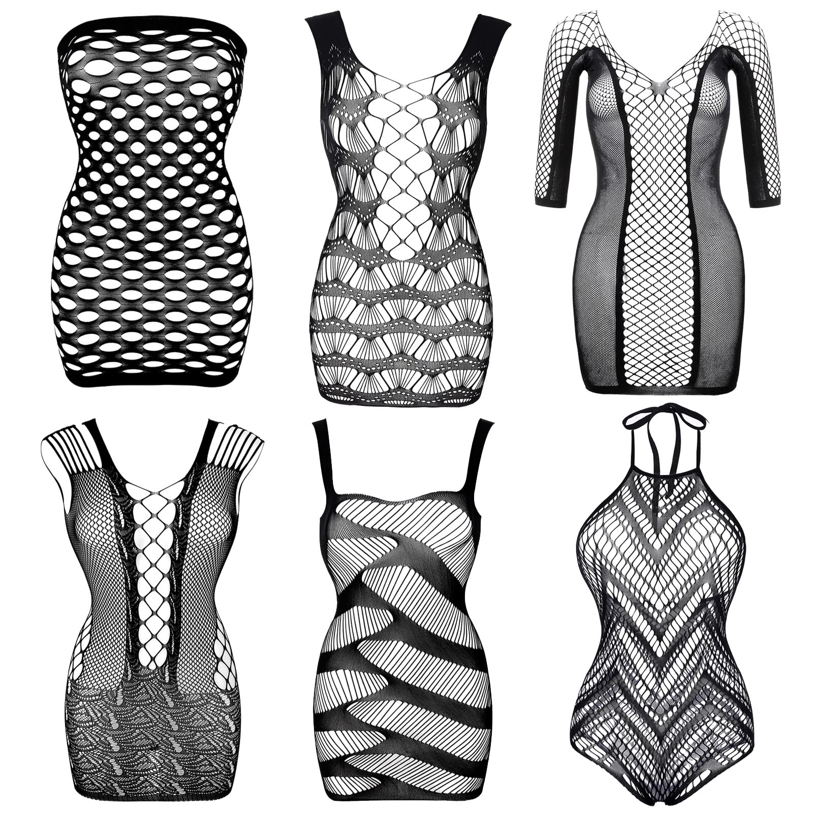 Womens Fishnet Lingerie Lace Fishnet Bodysuits Stockings Mesh Babydoll for Women
