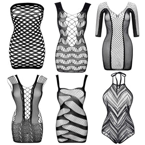 Womens Fishnet Lingerie Lace Fishnet Bodysuits Stockings Mesh Babydoll for Women